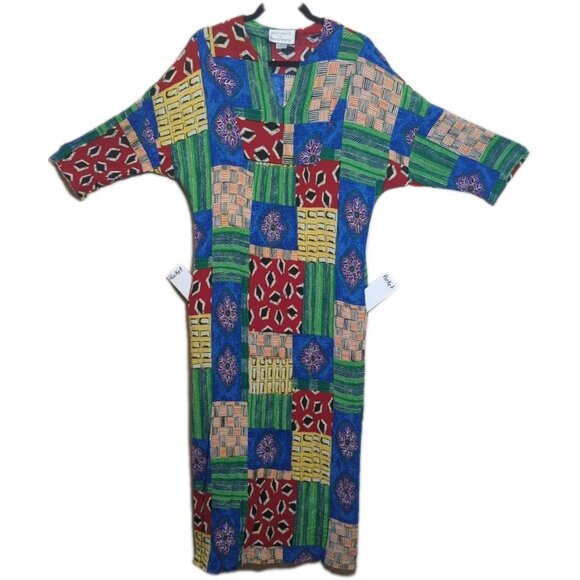 Vtg Kathleen Usherwood Periphery Sz S Patchwork Maxi Dress Boho Artsy Festival - Picture 8 of 8